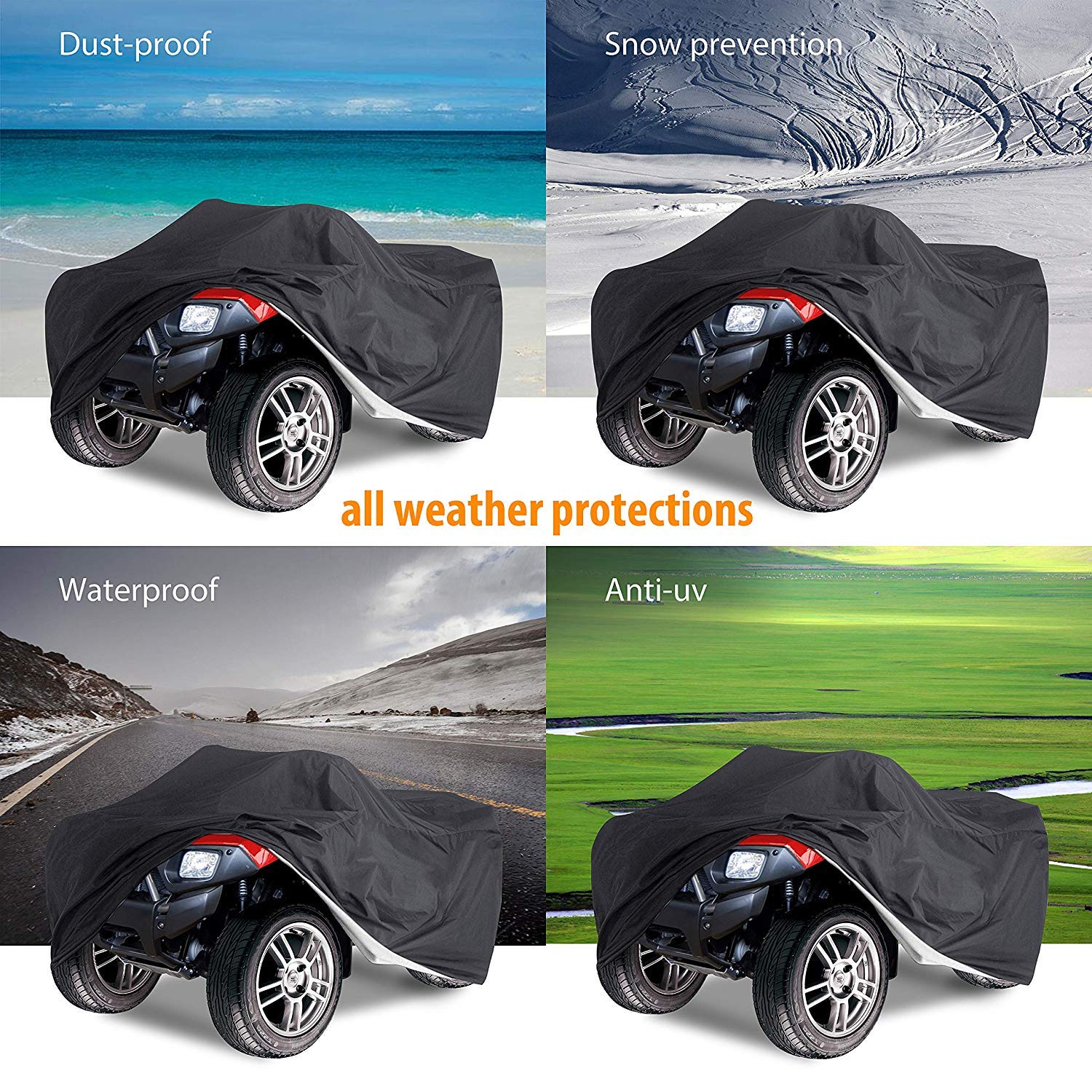 ATV Quad Cover a Prueba de Agua, Delixike Cubierta de Bicicleta eléctrica de Alta Resistencia, Cubierta de ATV para Exteriores para Todas Las Motocicletas, Honda, Polaris, Yamaha, Suzuk