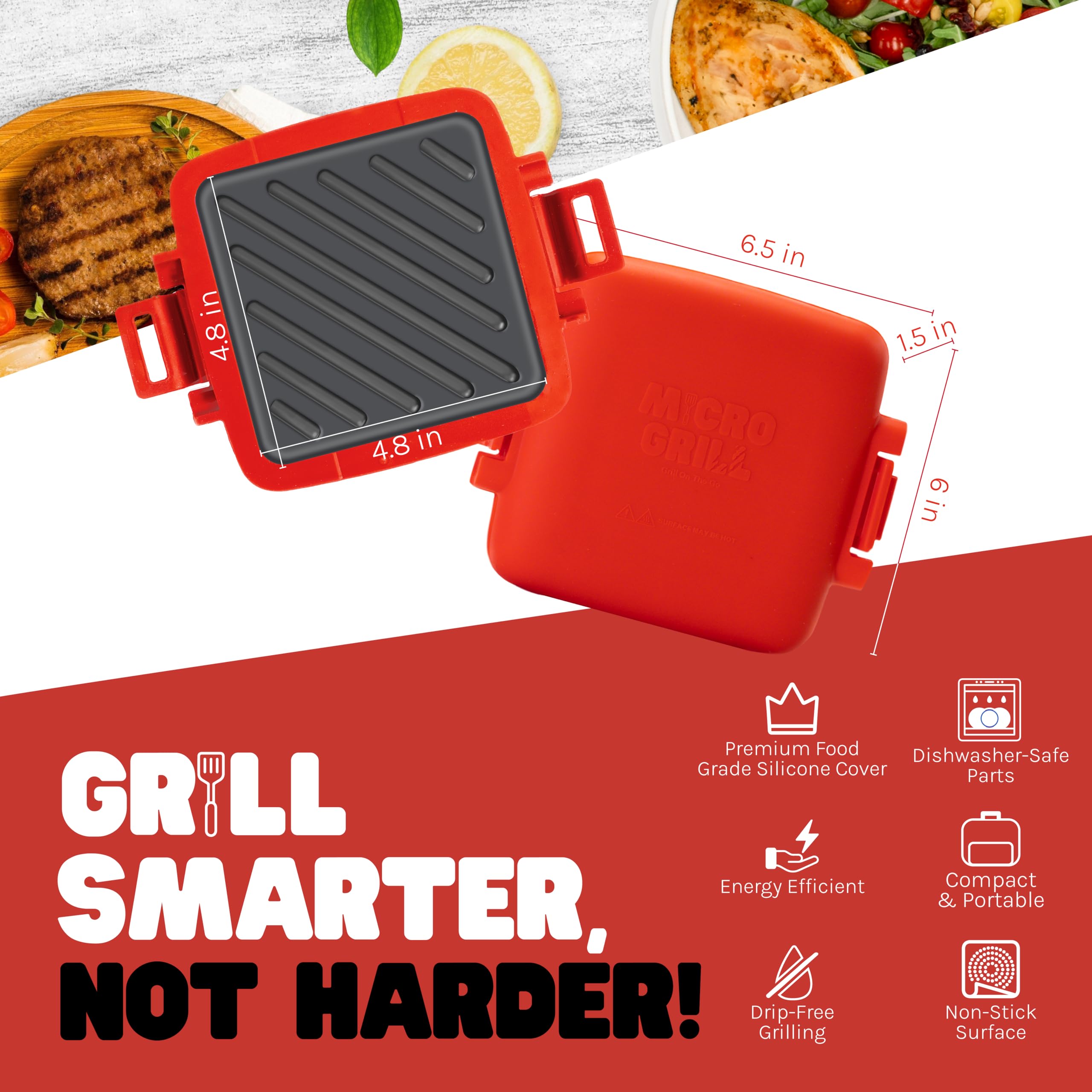 | Sandwichera para microondas - Sandwichera de queso a la parrilla - Munchy - Toastie Maker- Prensa Panini - Para viajes y dormitorios escolares (rojo) 5