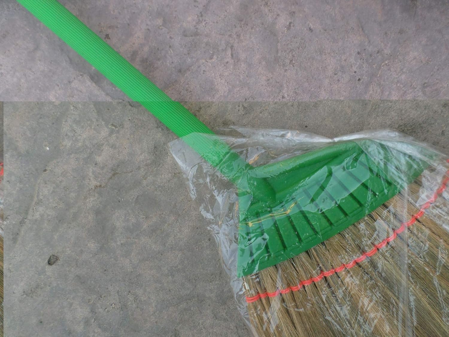 lot of 3 Pieces Vietnamese Soft Fan Straw Broom with Plastic wrap Straw Handle (chổi lúa) 40 inch and 1 Plastic Handle Broom, Total 4 Brooms