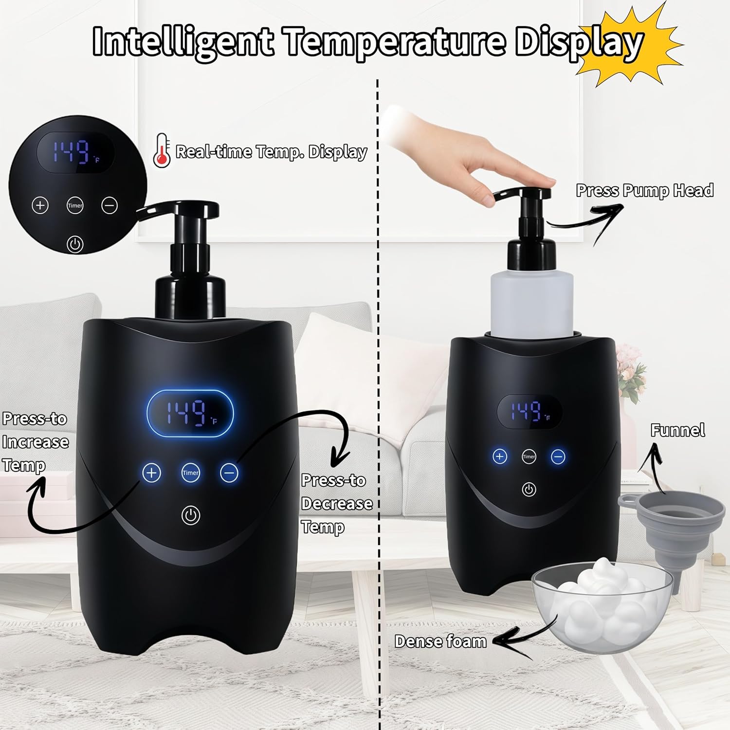 Hot Lather Machine for Shaving Professional Lather Maker for Men Face Shaving Large Capacity Shaving Foam Warmer for Home Salon Barber Shop, with 2X500ml Foam Bottle-Black