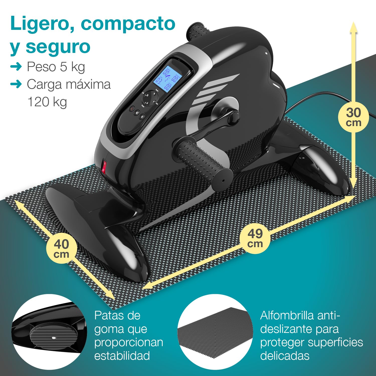 ELONEO Pedales Estáticos para Personas Mayores - Pedaleador Eléctrico 2 en 1 para Piernas y Brazos, Mini Bicicleta, 12 Velocidades, Pantalla LCD y Mangos de Masaje, Fitness en Casa, Silla
