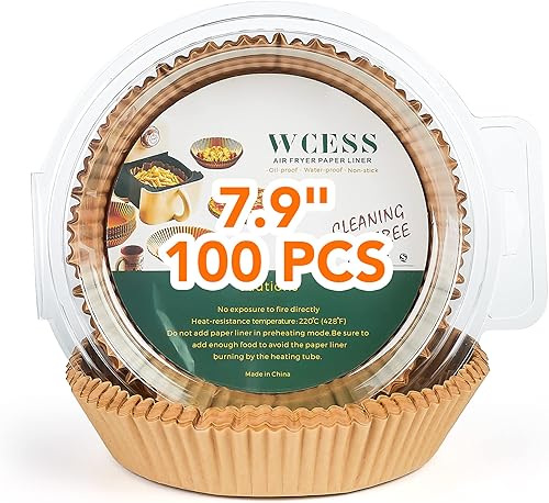 Miniatura 1 de Forro de papel desechable para freidora de aire con cepillo de pastelería, forros redondos antiadherentes desechables para freidora de aire de 7.9