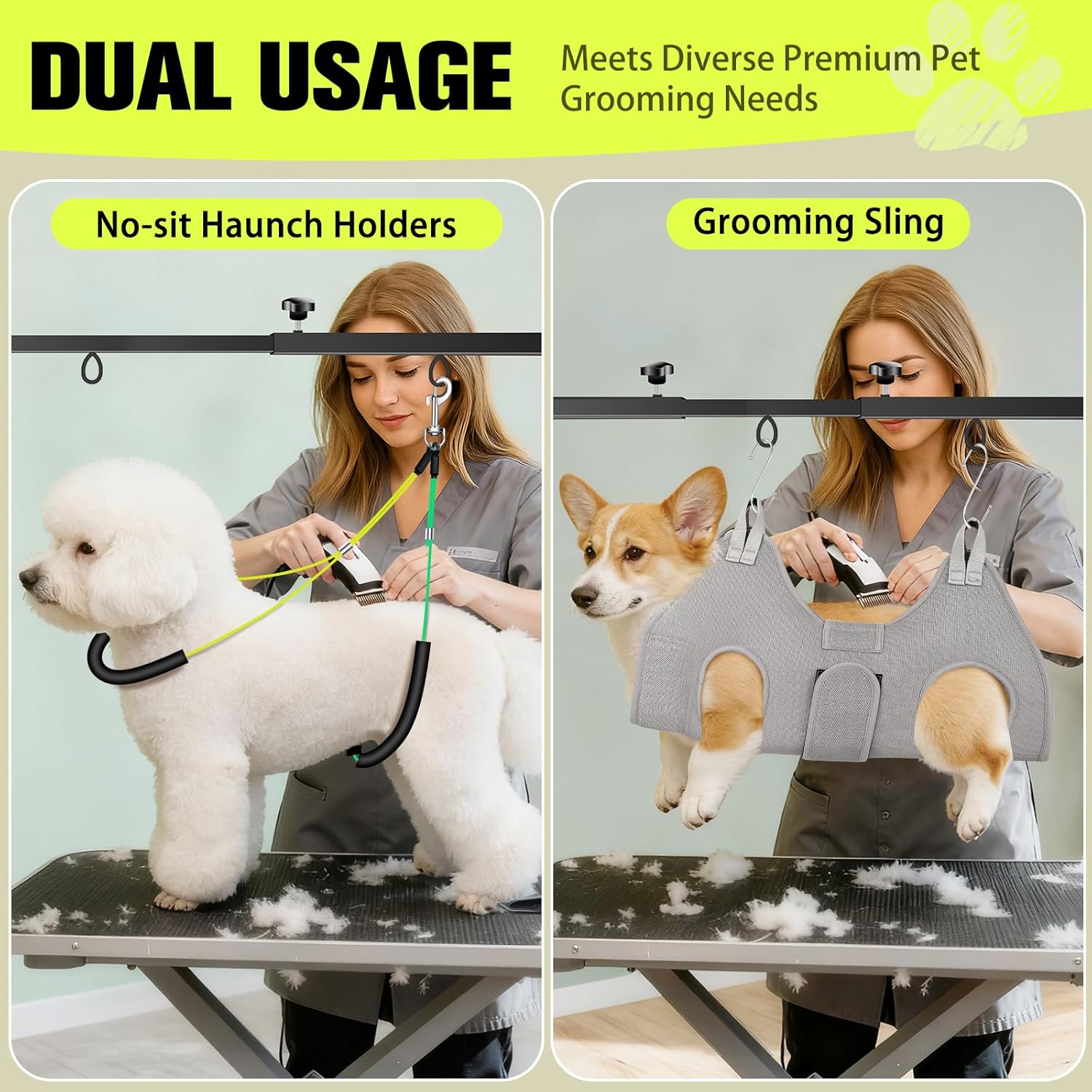Adjustable Dog Grooming Arm for Table,Dog Grooming Arm with Clamp,32-47 Width&35 Height,Dog Grooming Table for Small Dog,Dog Grooming Station for Home Use Nail Trimming&Drying(Hammock Included)