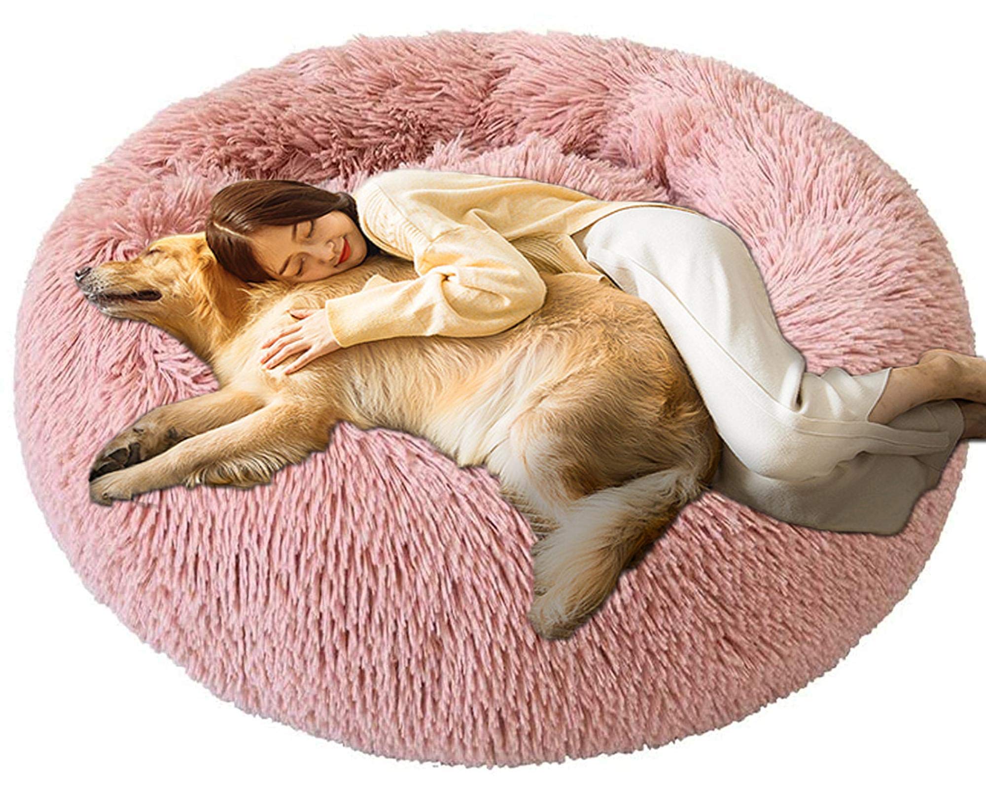 Lit Pour Chien Taille Moyenne 76x54 Cm - Coussin Moelleux Lavable - Dessous Antidérapant - Rose Fleuri
