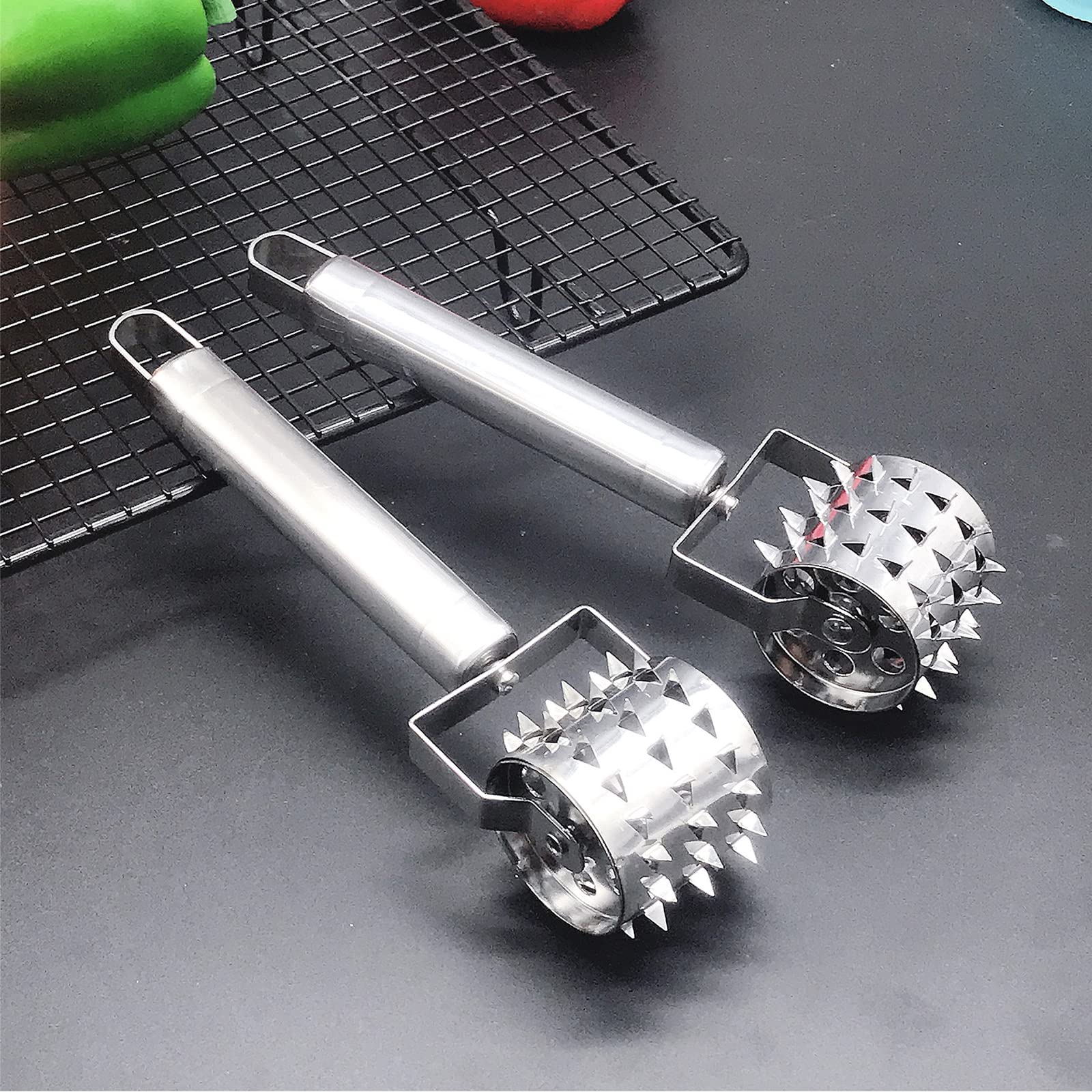 Nawwgy Meat Tenderizer Kitchen Accessory Steak Pork Chicken Tenderizer Stainless Steel Rolling Tenderizer Kitchen Cooking Tools Kitchen Stainless Steel Meat tenderizer