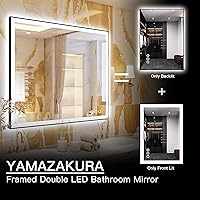 Vista 74 de 88x38 Large Light Bathroom Mirror - Backlit and Front Lighted LED Wall-Mounted Vanity Mirror Modern Rectangle Black Mirror, Dimmable, Anti-Fog