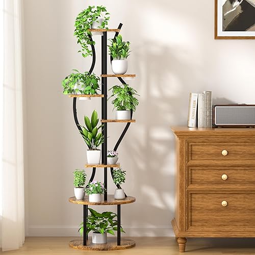Miniatura 8 de Soporte para plantas de interior con luces de crecimiento, estante de metal alto de 7 niveles para múltiples plantas, estantes iluminados para