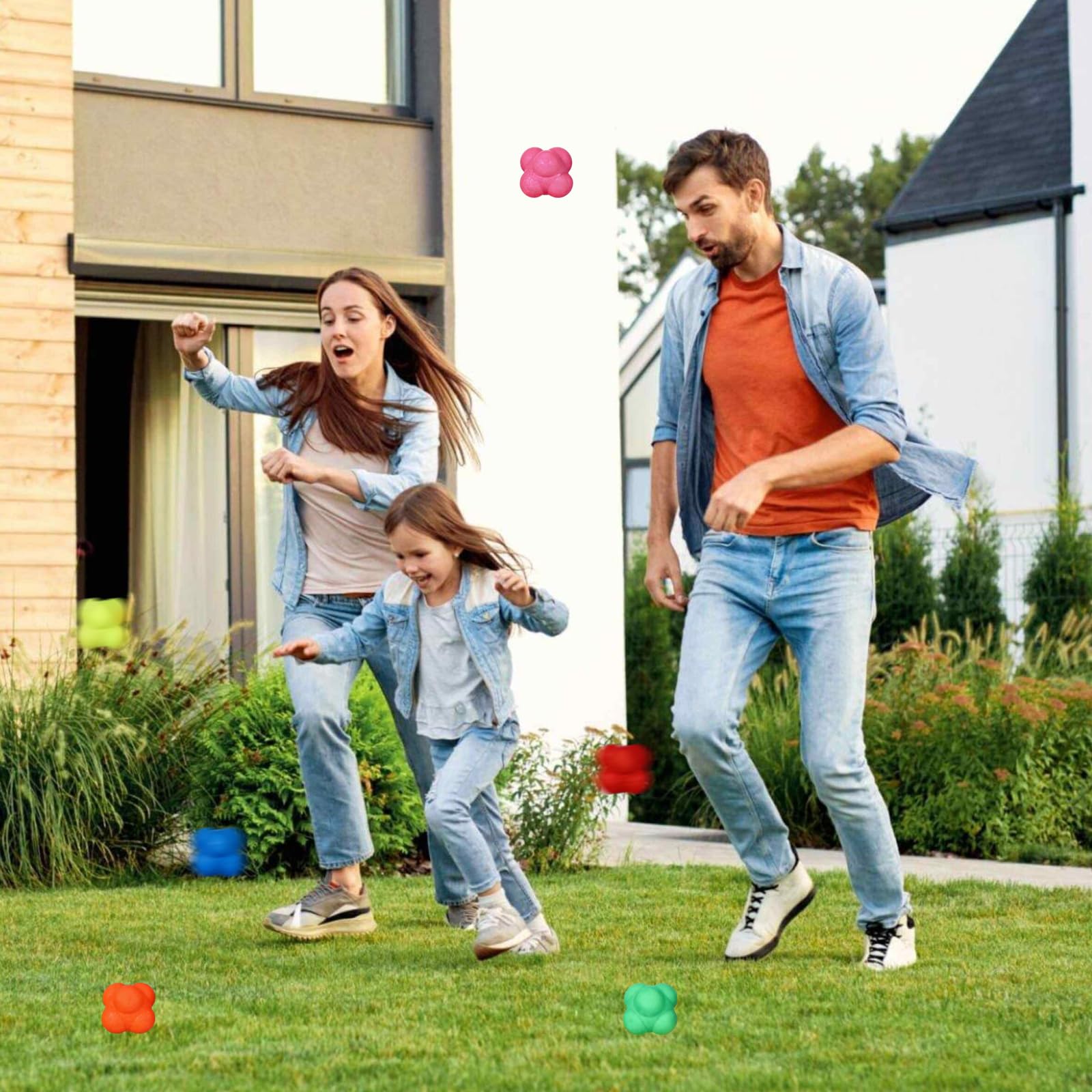Set di 6 Palline Rimbalzanti Esagonali in Silicone per Allenare la Reattività, l'Agilità, i Riflessi e la Coordinazione Occhio-Mano - Attrezzo per Esercizi di Fitness, Sport e Gioco