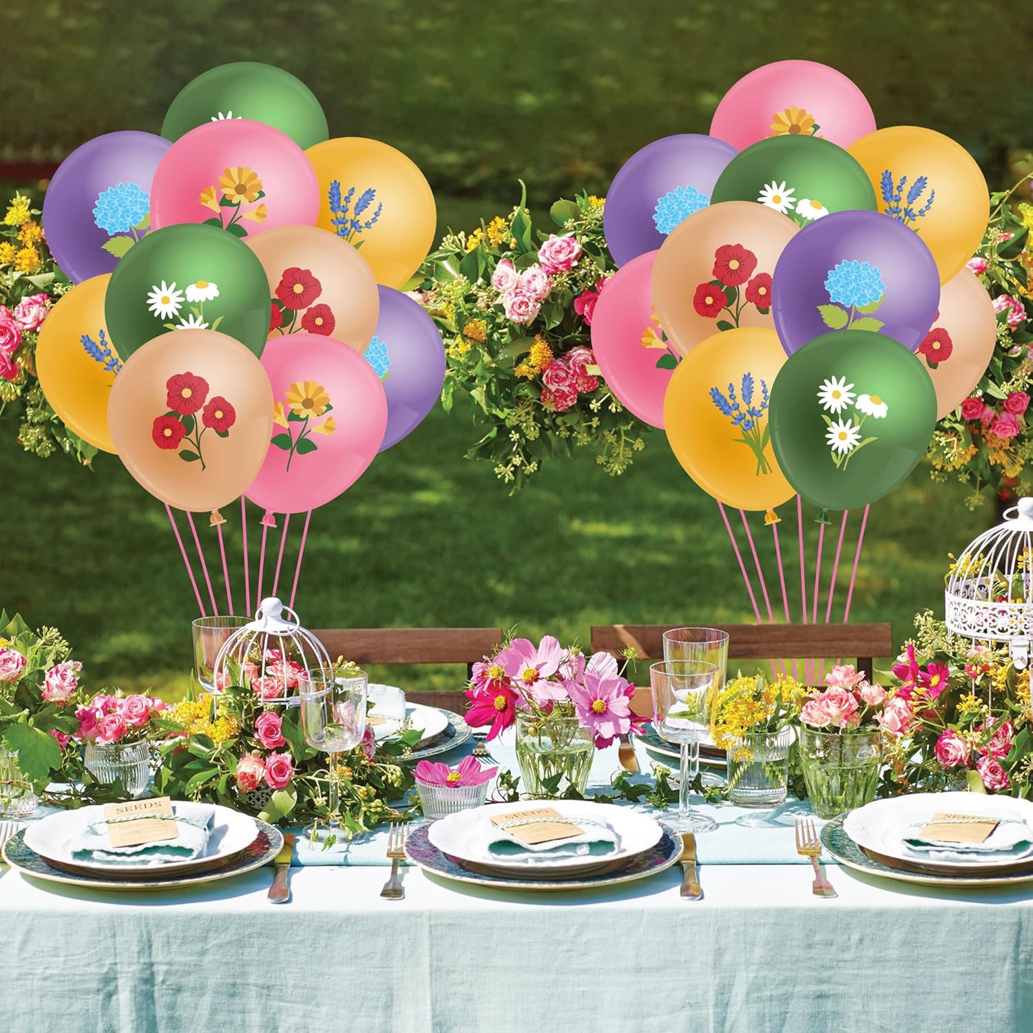 K1tpde Spring Wildflower Balloons Decorations - 50PCS Assorted Colored Wild Flower Spring Floral Latex Balloon Set for Kids Baby Shower Summer Picnic Party Decoration for Garden Decor
