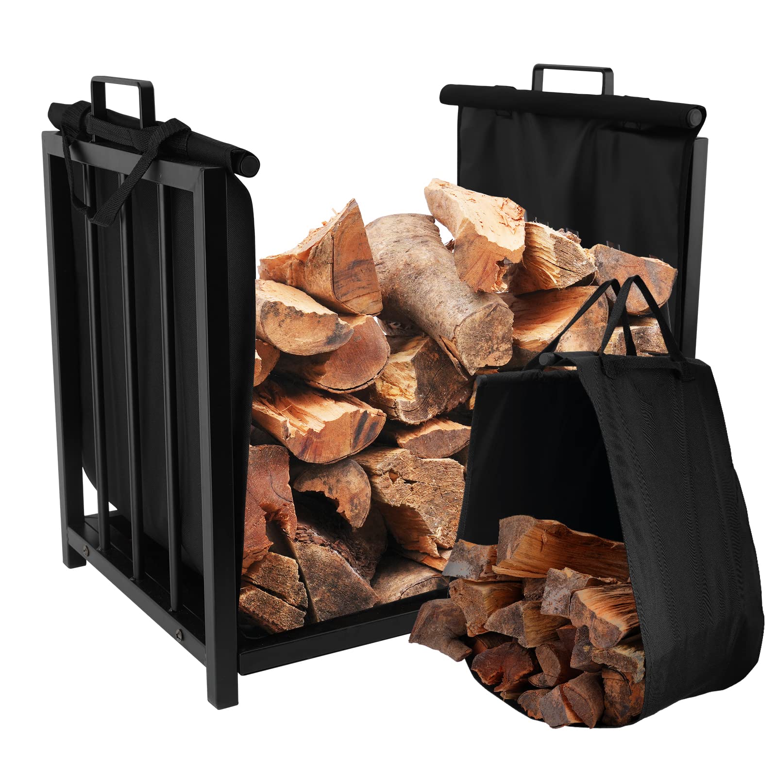 WHDPETS Firewood Rack Fireplace Log Holder with Canvas Carrier for sale