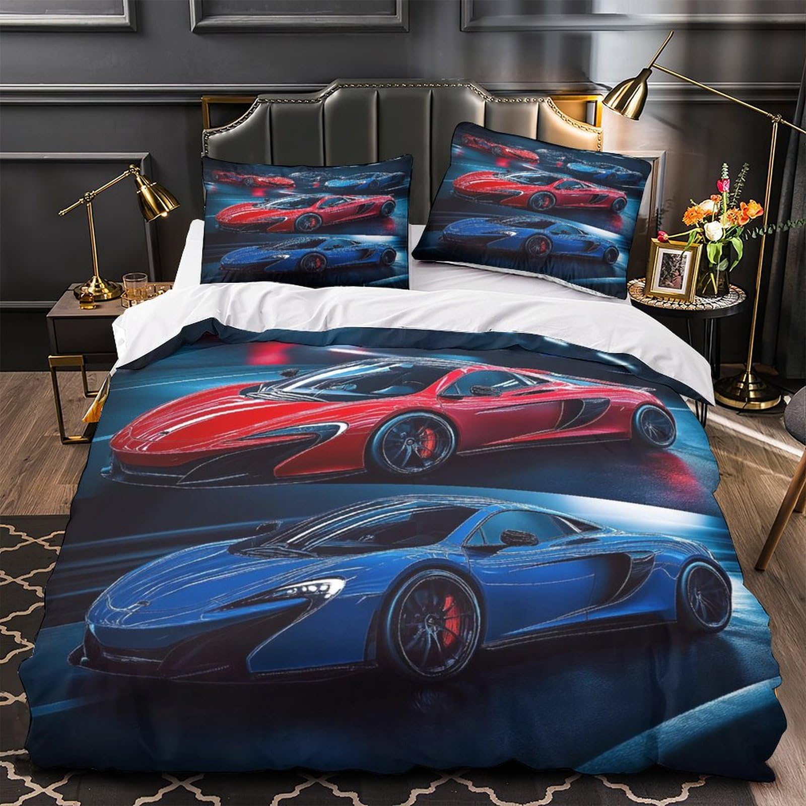 Parure de lit 3D ultra douce et résistante pour lit simple 135x200 cm