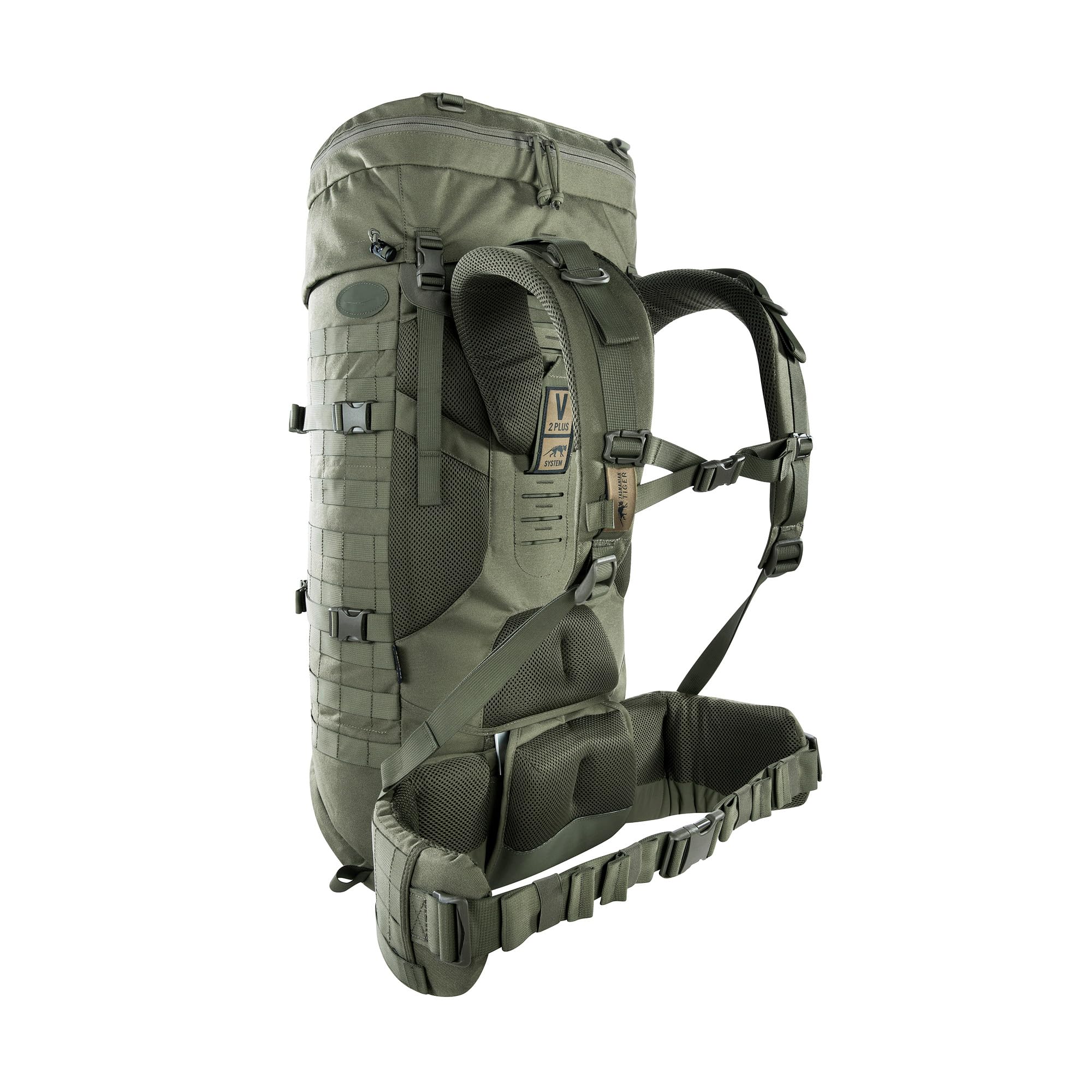 Tasmanian Tiger TT Base Pack 60 FO modułowy plecak z możliwością rozszerzenia pojemności od 60 l do 75 l z dużym otworem z przodu; ergonomiczny plecak trekkingowy z systemem Molle, oliwkowy