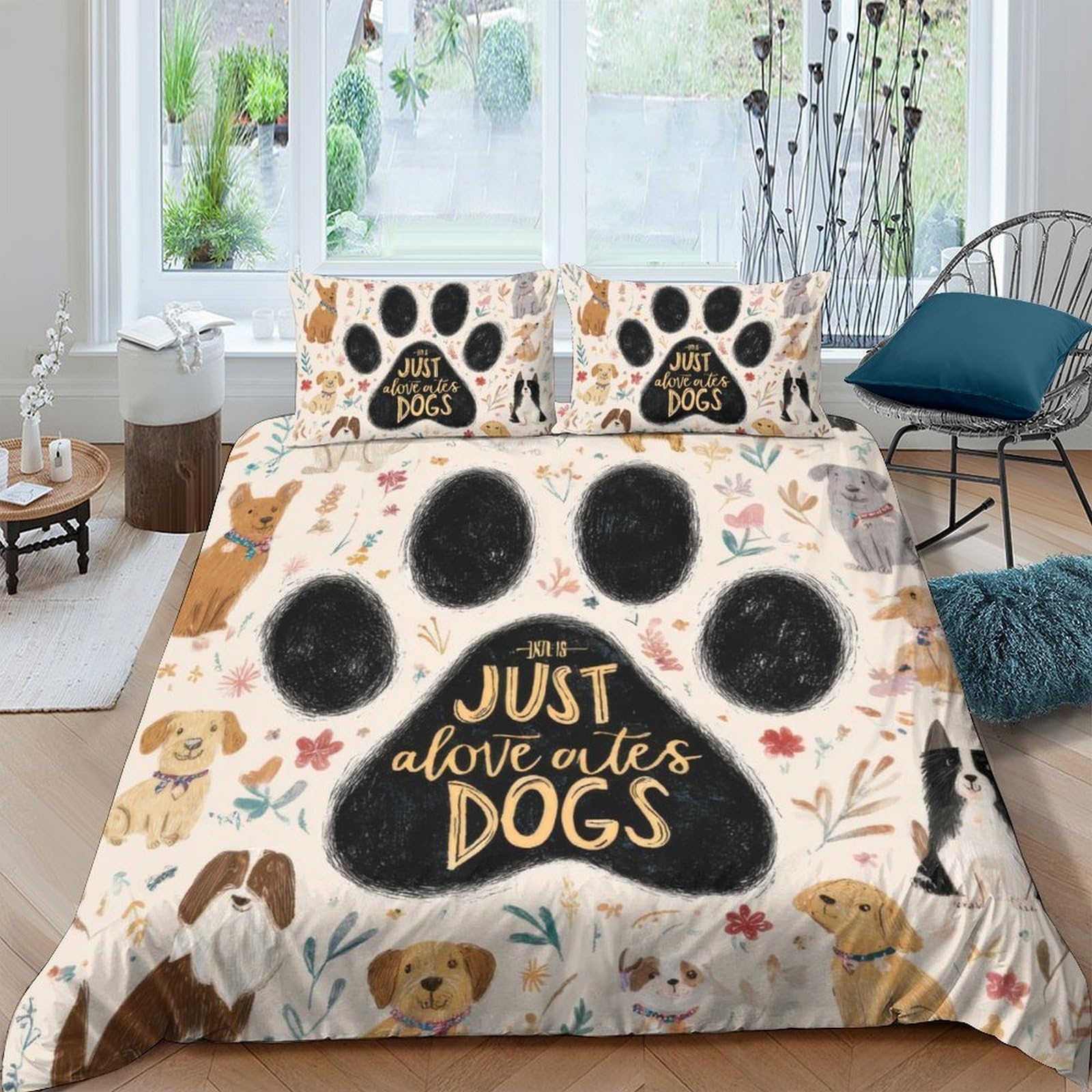 Ctjqhvkz Style-9 3D Printed Dog Paw Fitted Sheet Microfiber Soft Cartoon Dog Pattern Bed Cover For Bedroom Guest Room Machine Washable Single（135X200cm）