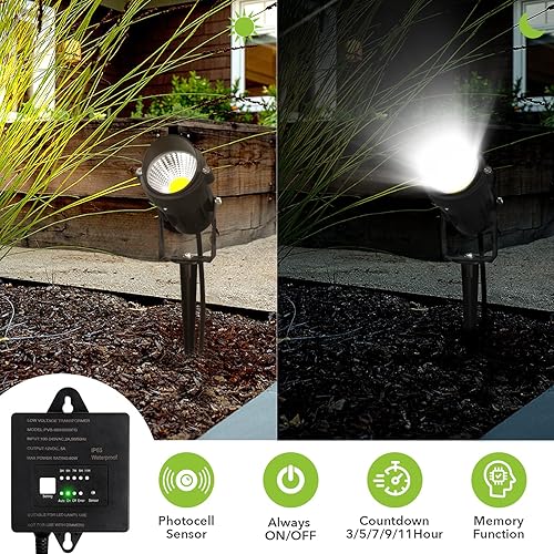 Miniatura 2 de Transformador de bajo voltaje de 60 W con temporizador y sensor de fotocélula, 120 V CA a 12 V CC, IP65 impermeable, suministro para luz LED de