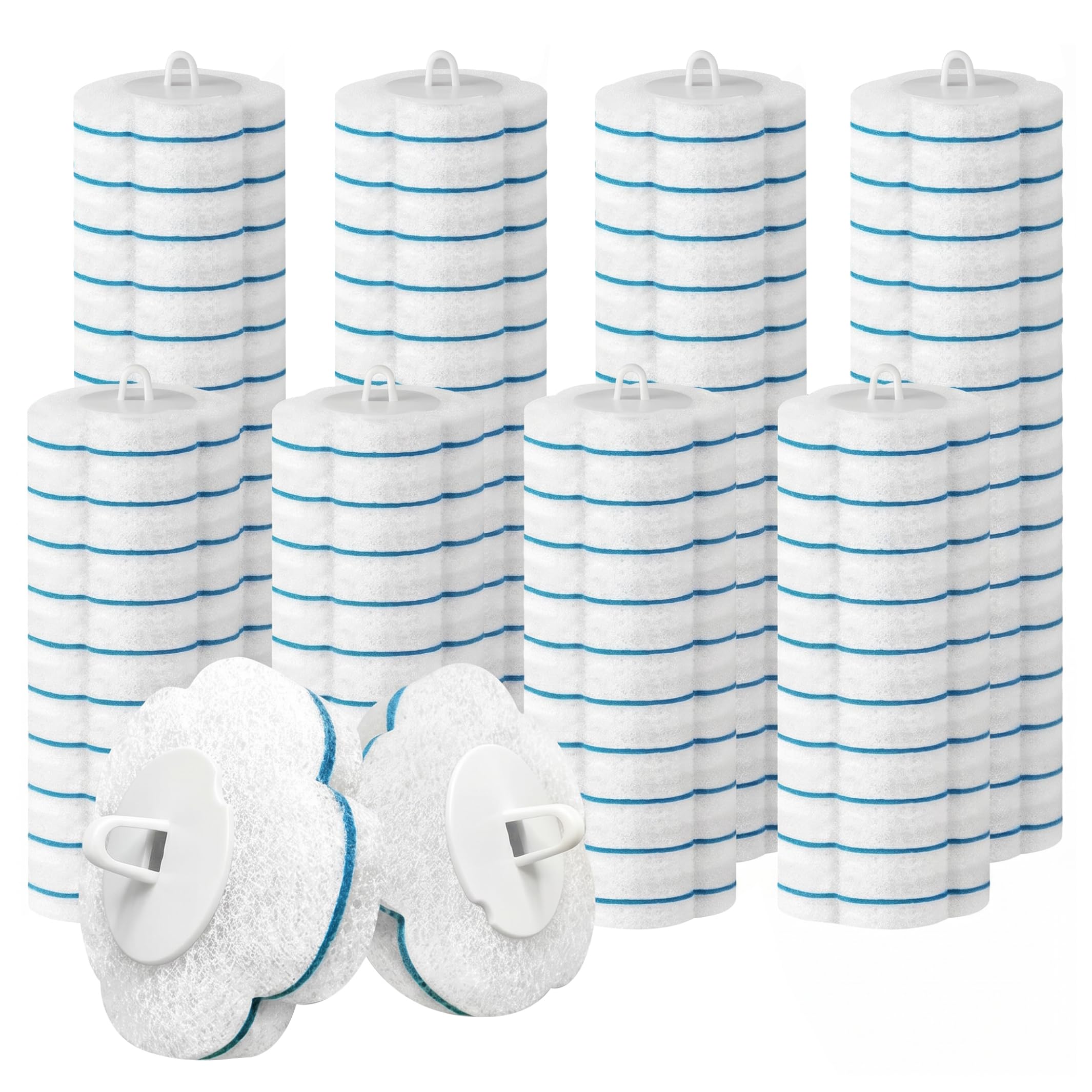 Neptuiby 80 Pack Toilet Scrubber Refill, Disposable Toilet Brush Refills with Built-in Cleaning Solution for Bathroom, White.