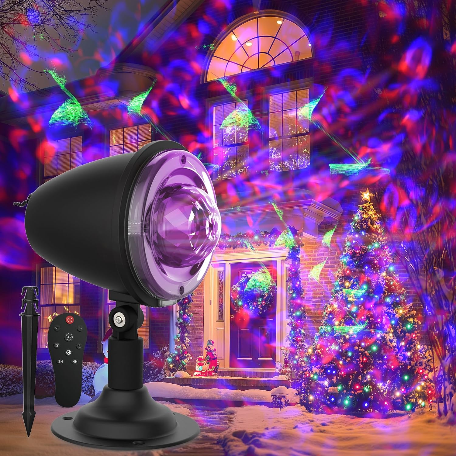 Christmas Projector Lights Outdoor,Weatherproof Holiday Projector Lights with Remote & Timer,Water Wave Ocean Effect Night Light,Halloween Christmas Spotlight Decorations for Party Yard Garden