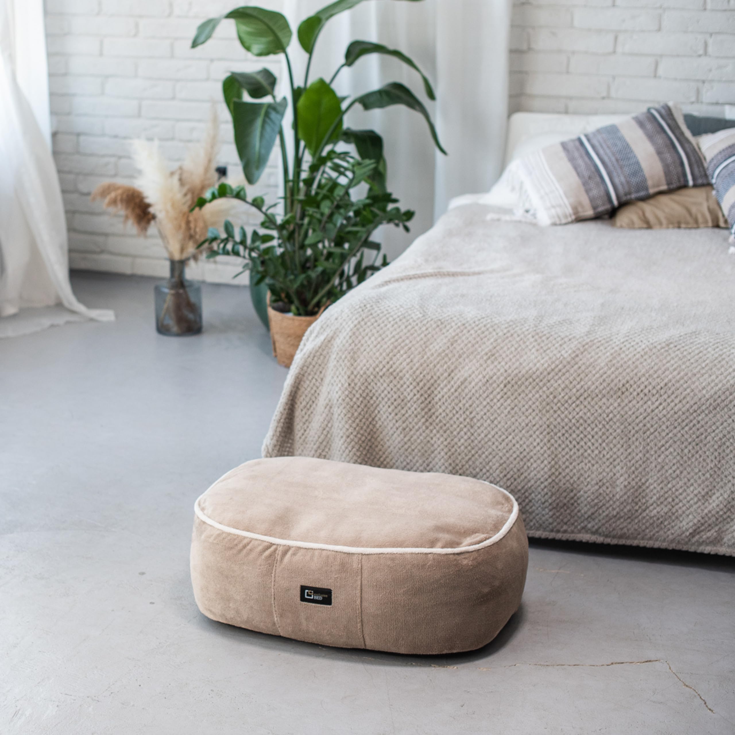 Cojín antiestrés para perros Sky de tela Sorriso Cappuccino XL 120 cm x 90 cm, relajante, cómodo, suave, resistente a la abrasión, resistente a la rotura
