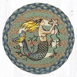 BLACK FOREST DECOR Single Mermaid Round Trivets Set of 3 – Coastal Nautical Jute Heat-Resistant Table Mats – Handcrafted Durable Hot Pads – Ocean-Inspired Kitchen Décor – 10” Diameter Each, Multicolor