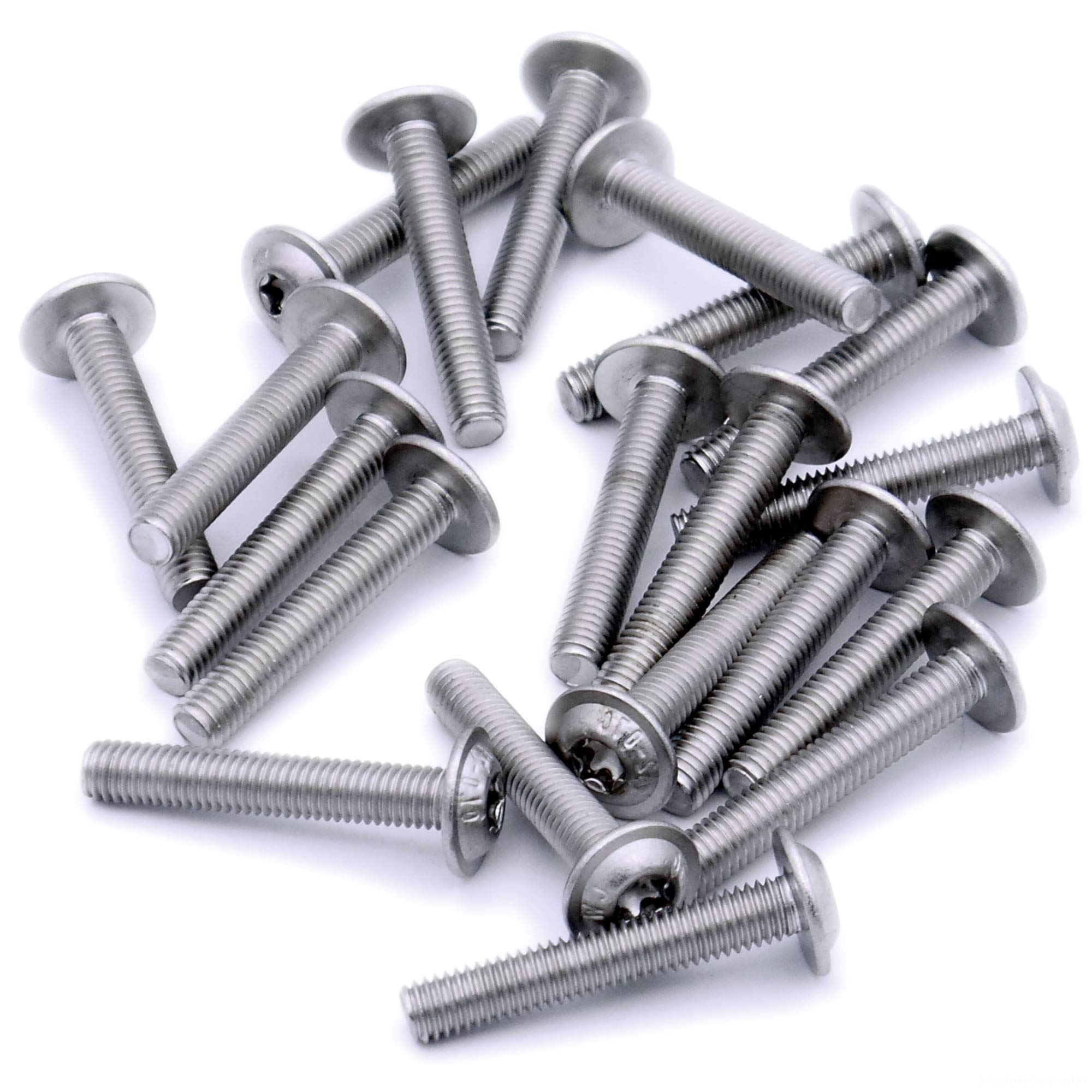 Singularity Supplies Silver M3 (3Mm X 12Mm) Flanged Tx Socket Button Machine Screw (Bolt) - Stainless Steel (A2) (Pack Of 20)