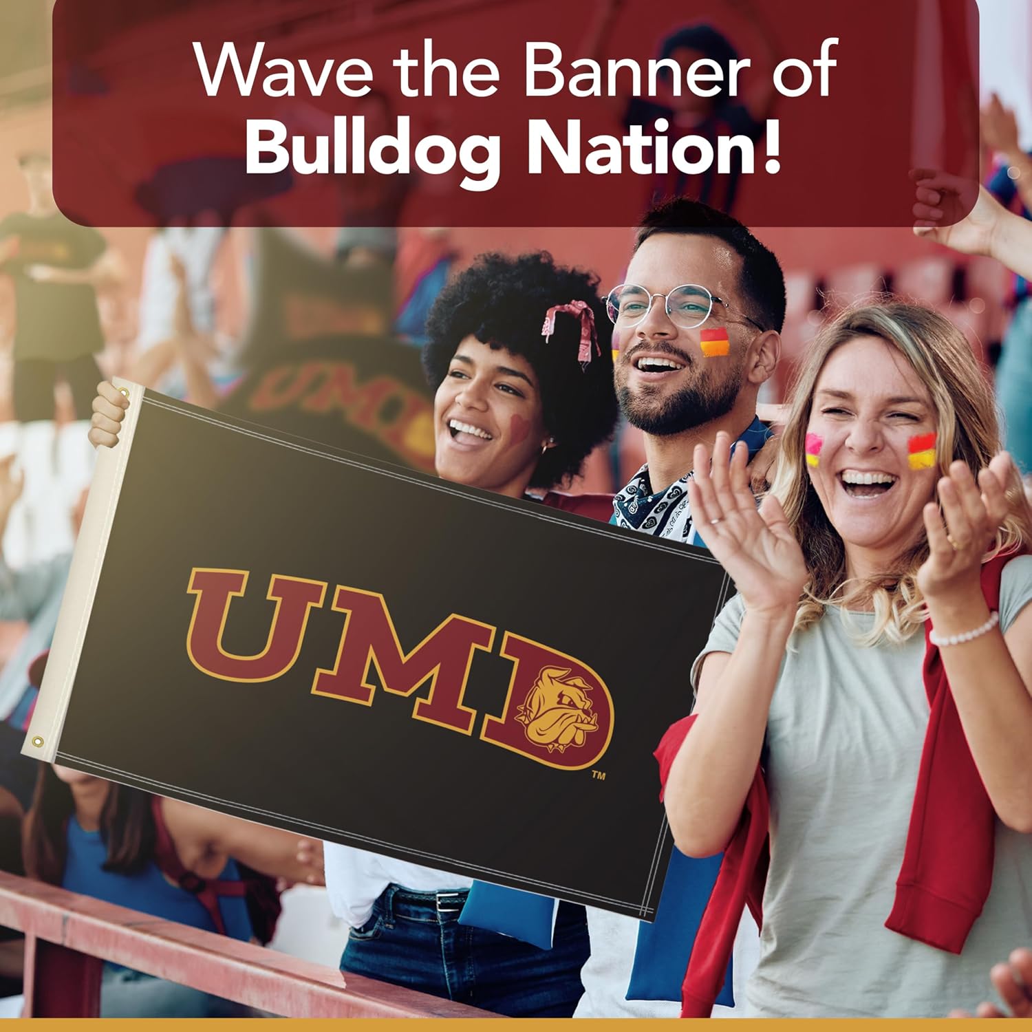 Minnesota Duluth Bulldogs College Sports Printed Flag - NCAA Licensed - Nylon - School Banner (Black, Maroon, Gold) (2' x 3')