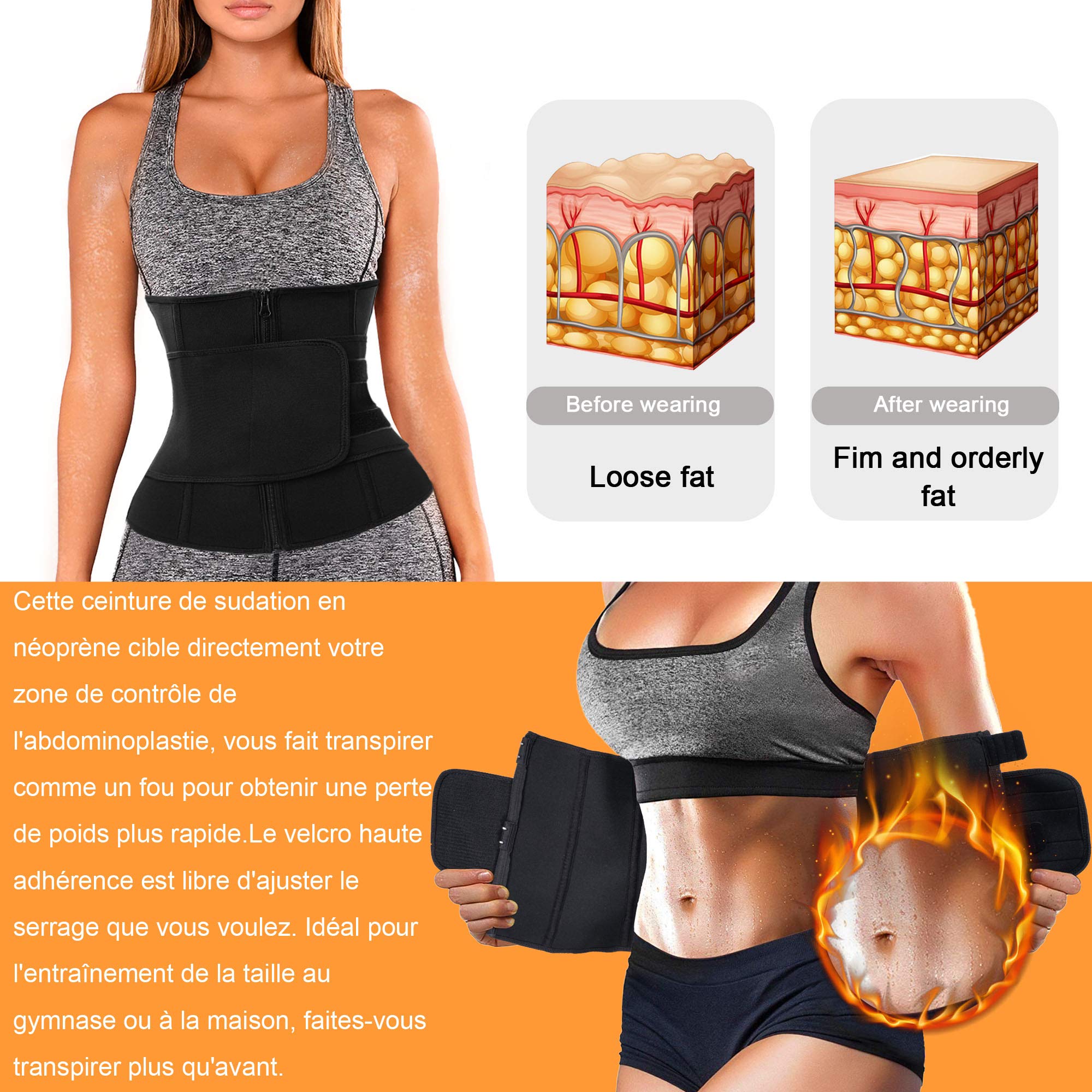 Ceinture de Sudation Femme Serre Taille Cincher Corset Minceur Ceinture Abdominale Amincissante Néoprène