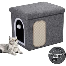 Shikha Hidden Cat Litter Box Enclosure with Scratch Pad & Storage Bag Grey