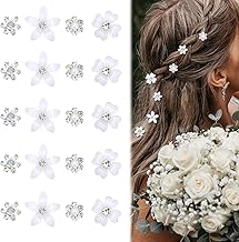 NATOSU Lot de 20 mini pinces à cheveux en forme de fleur avec strass - Petites pinces à cheveux décoratives pour mariage - Pinces à cheveux blanches - Accessoires de cheveux de mariée pour filles et