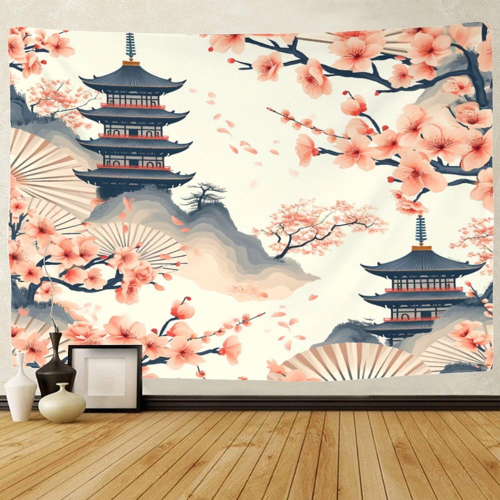TIICZAAKL Peach Blossom Tapestry 3D Print Plant Tapestries Wall Hanging Poster Blanket Home Decor for Decorations Living Room Bedroom Dorm Apartment 130cmx150cm