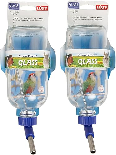 Lixit Botellas de agua de vidrio para conejos, hurones, aves pequeñas, conejillos de indias, ratas, hámsters y otras mascotas (pájaros y animales