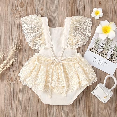 Miniatura 2 de IDOPIP Conjunto de ropa de 1er cumpleaños para niñas con estampado floral, estilo bohemio, con encaje, tutú y diadema de princesa