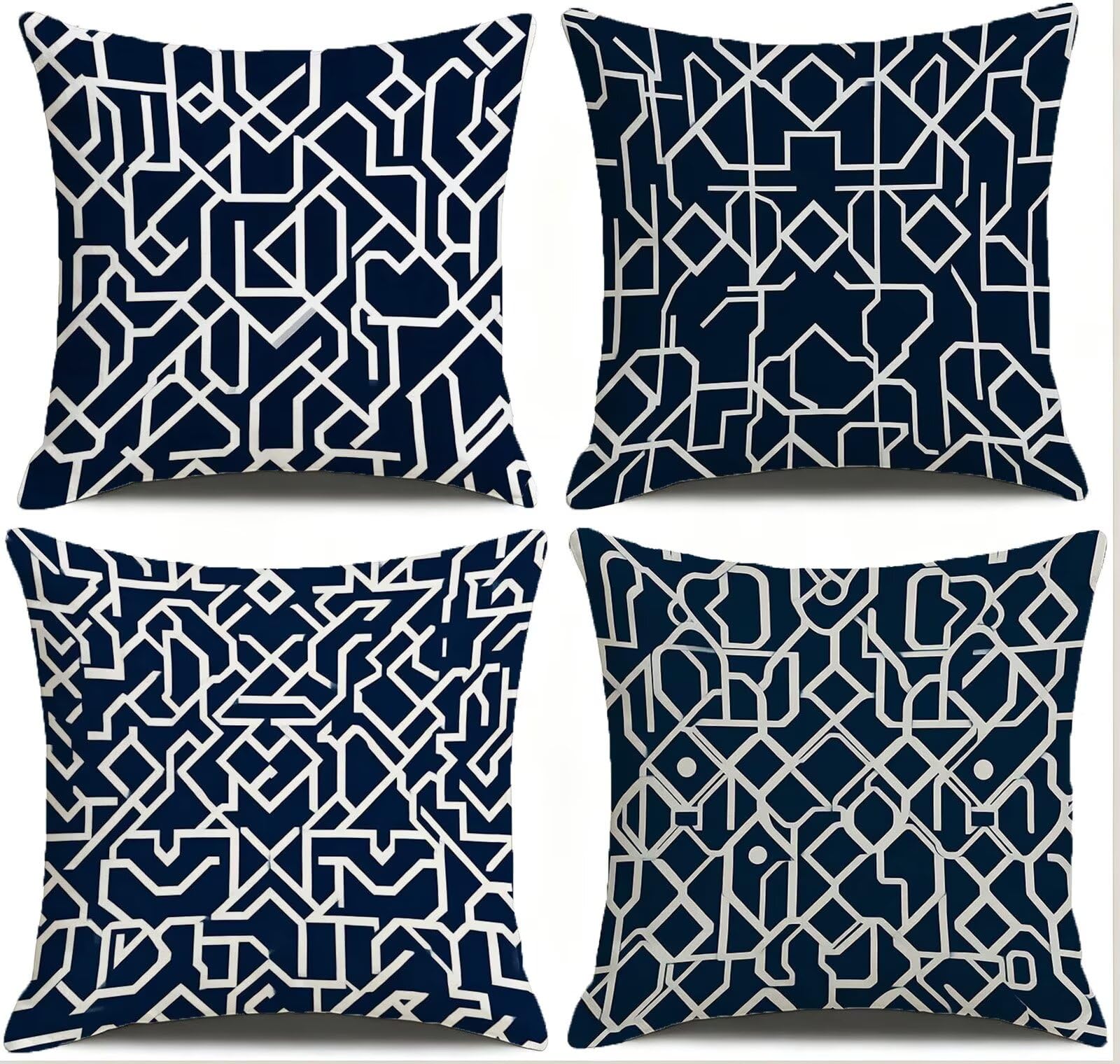Blu Federe Cuscini Divano 60x60cm, Cuscini da Esterno Set de 4, Cod-296