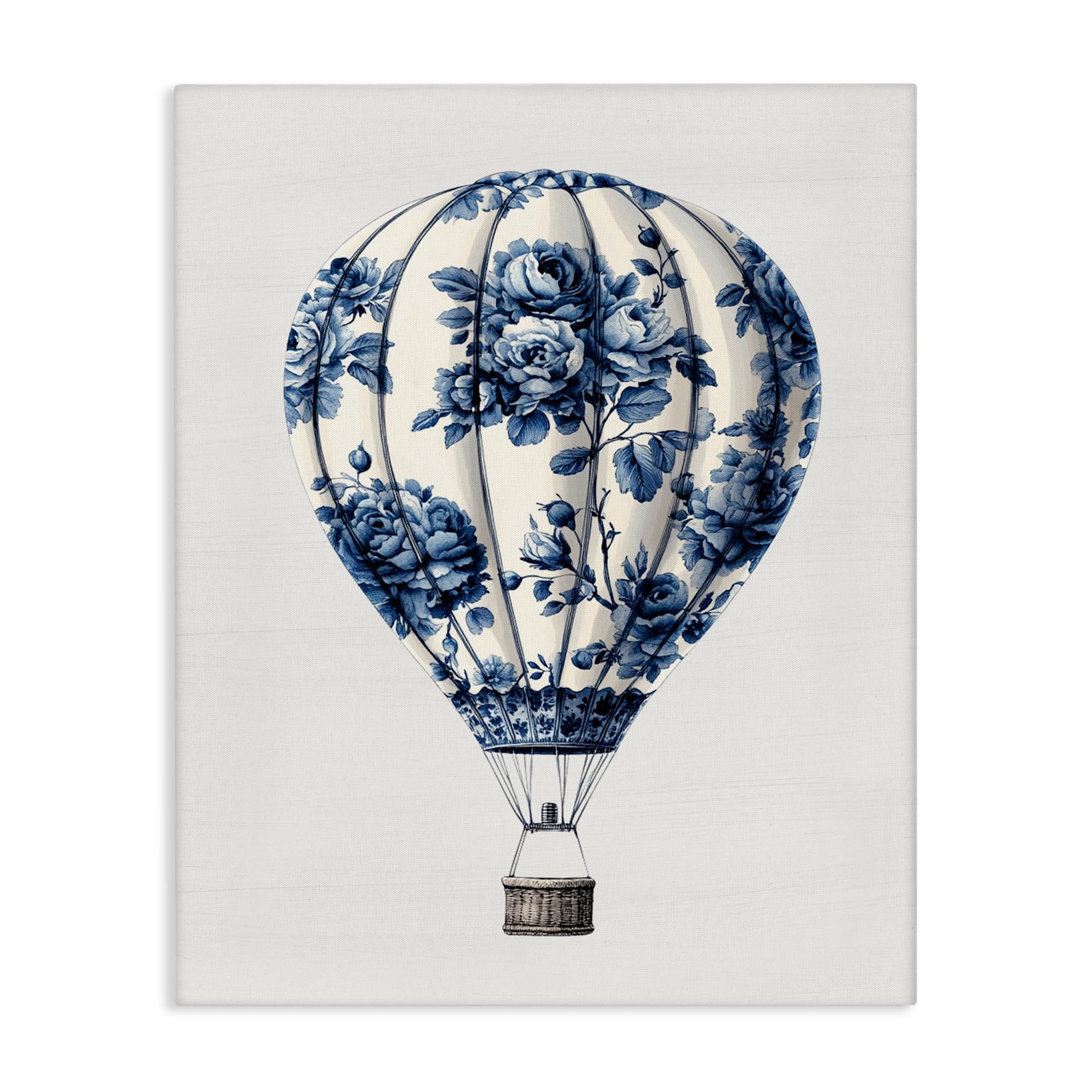 Vintage Toile Hot Air Balloon, 16 x 20 Inch Canvas Wall Art