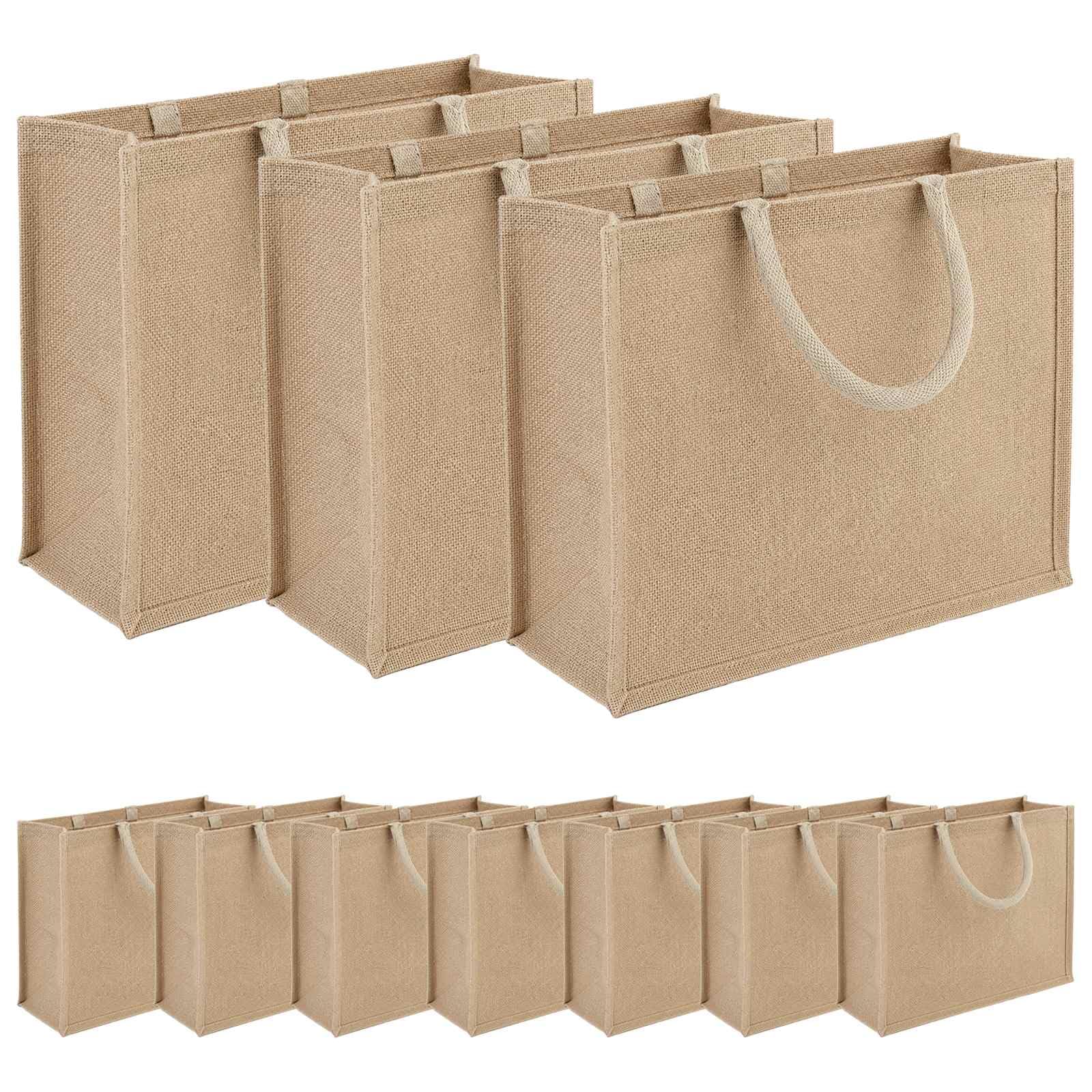 vidaXL Torby jutowe 10 szt. Naturalne 42 x 33 x 19 cm 100% juta Tossa, ekologiczna torba na zakupy, prostokątna, mocna i wielokrotnego użytku, idealna na każdy dzień