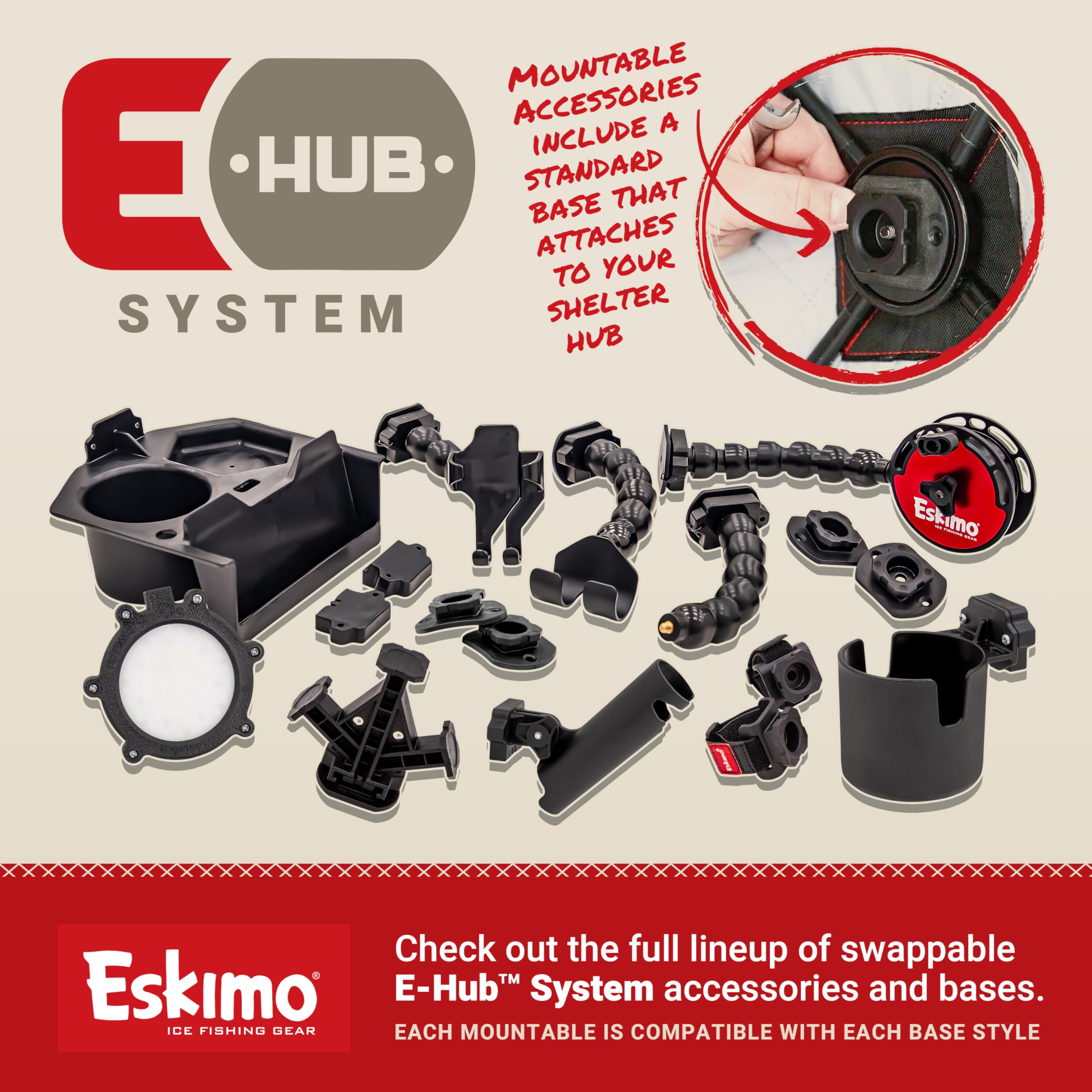 Eskimo E-hub Triple Mount Splitter (Black) - Expand Your Ice Fishing ...