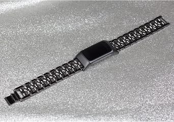 キラキラバンド Fitbit Charge 6/Charge 5対応 ドレッシーメタルブレスレット 豪華なラインストーン交換用リストバンド 女性用 シルバーブラックゴールド