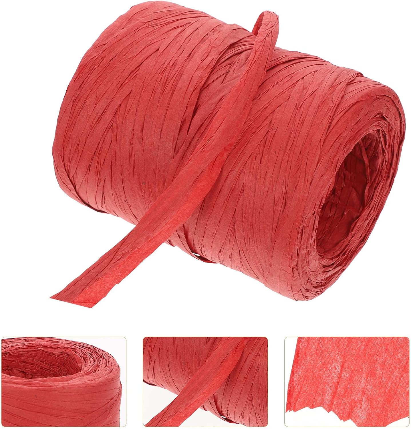 FOMIYES 100m Red Paper Cord and Raffia Twine String, Eco-Friendly Packing Ribbon for DIY Wrapping, Xmas Decor, Crafting, and Party Decoration