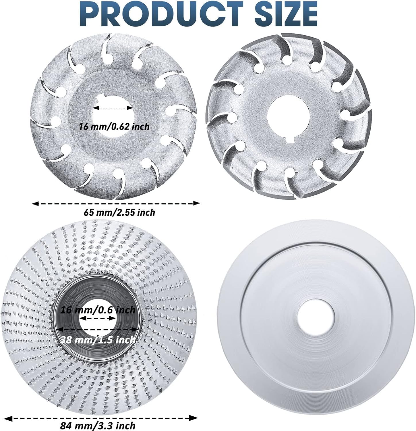 2 Pieces Angle Grinder Disc Wood Carving Disc Grinding Wheel Carving Abrasive Disc 12 Teeth Wood Polishing Shaping Disc Cutting Wheel for Sanding Carving Shaping Polishing Grinding Wheel Plate