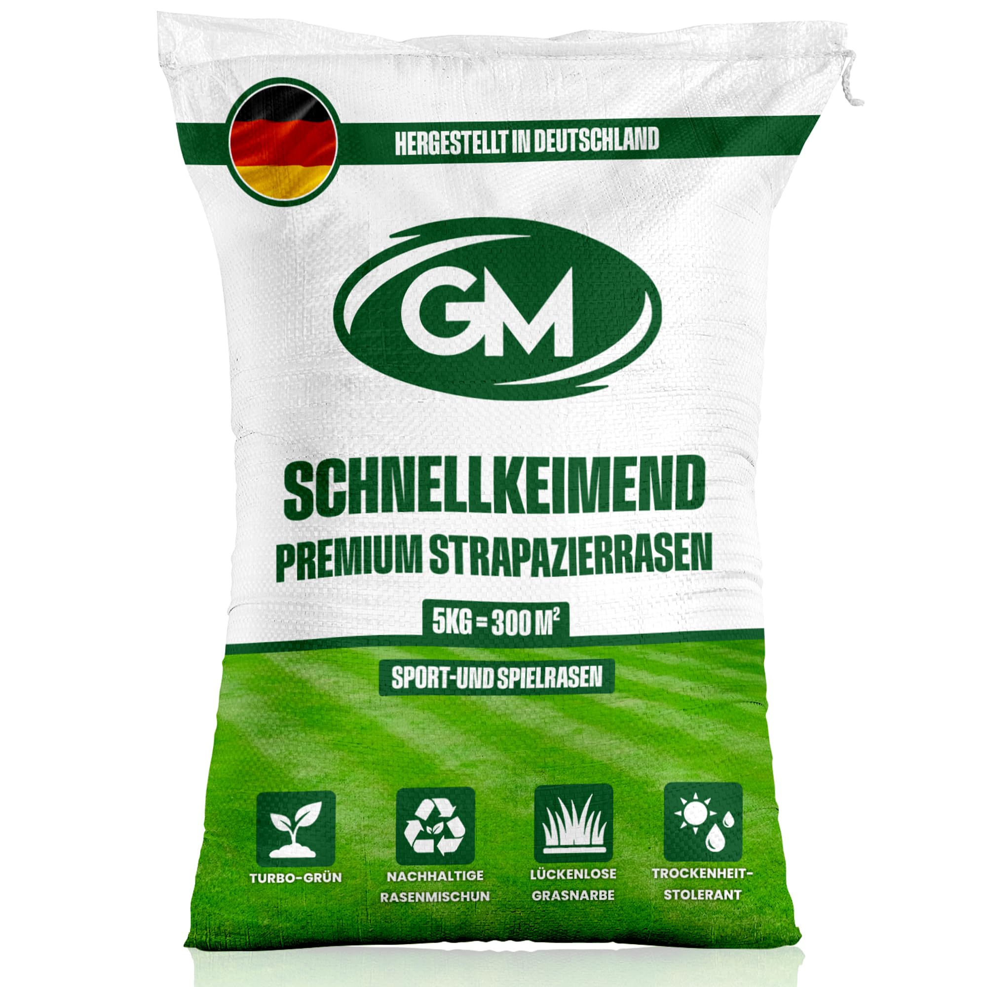 GroundMaster Strapazierfähiger harter Garten Premium Rücken Rasen Gras Samen Verschiedene Größen 200 m² | Strapazierfähige, trittfeste & trockenresistente Rasensaat für Neuanlage & Nachsaat - reicht für ca. 300 m²