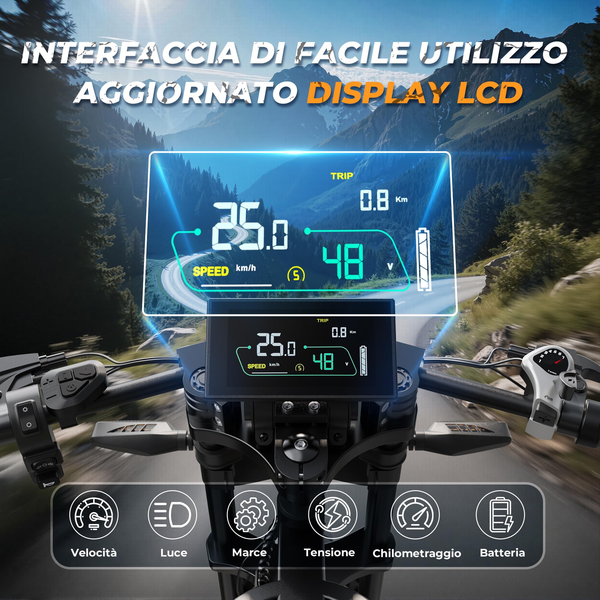 VARUN Bici Elettrica, 20''*4.0 Bicicletta Elettrica Fuoristrada, Batteria 48V 20.8/31.5Ah, Doppia Sospensione, Indicatori di Direzione Anteriori e Posteriori, E-Bike per Adulti a 7 Velocità