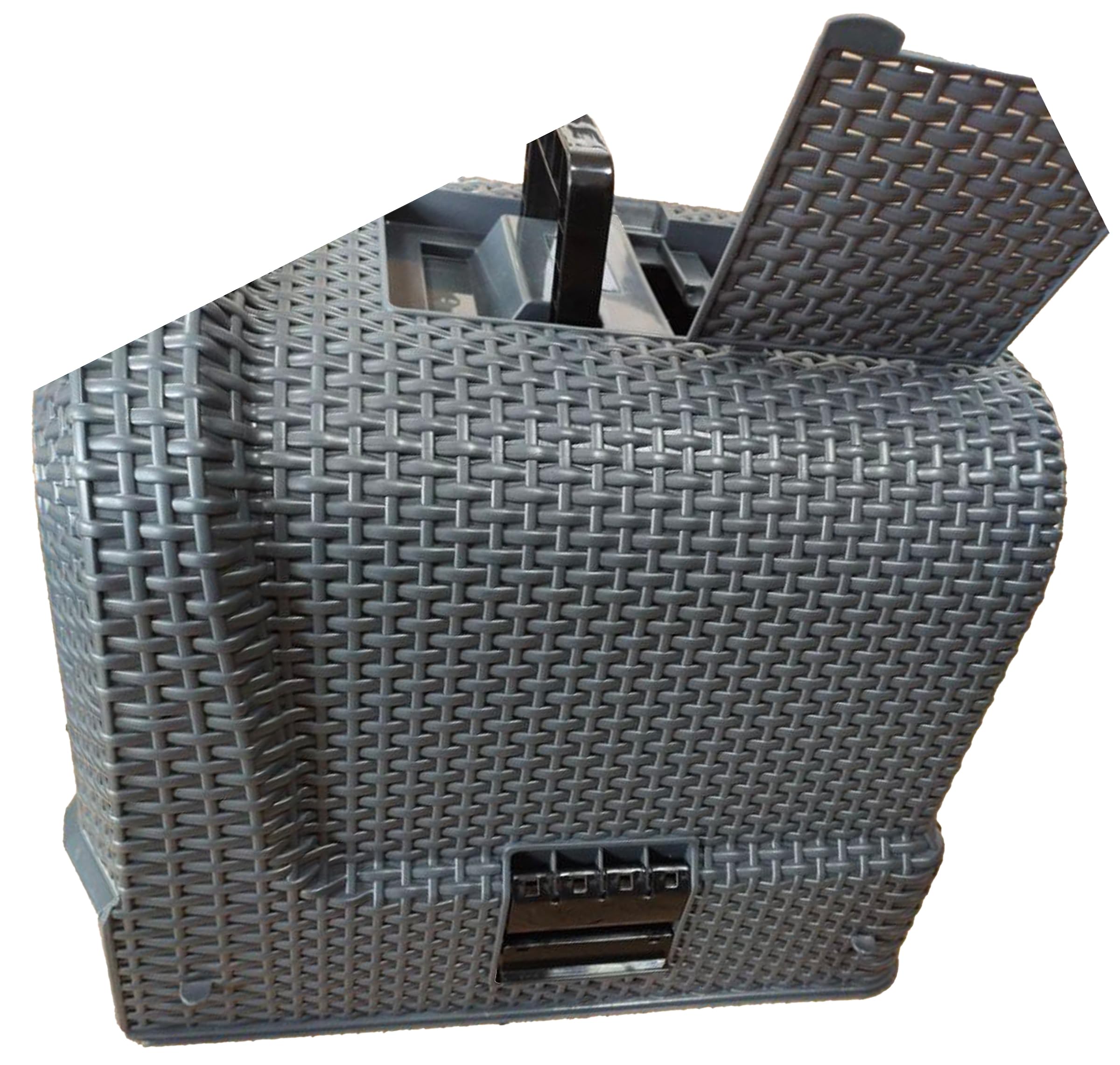 Dehner Premium Katzentoilette Jolie, inkl. abnehmbarer Haube, ca. 69 x 42 x 41 cm, grau | inkl. abnehmbarer Haube, Rattan-Geflechtoptik, mit Abstreifgitter