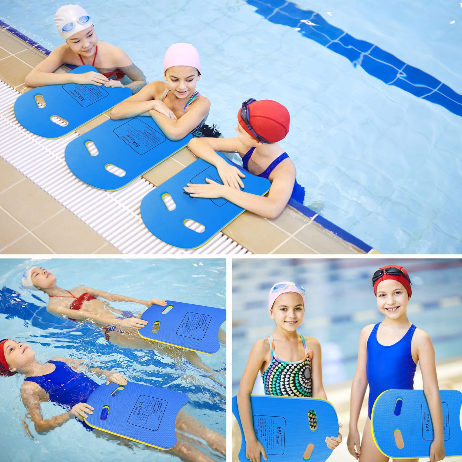 Juego de 4 Tabla de natación unisex Kickboard Flotante de Espuma EVA en Forma de U con Asas ergonómica Ayuda para aprender a nadar para Entrenamiento,Aquafitness y Ejercicios de Piernas en Piscina
