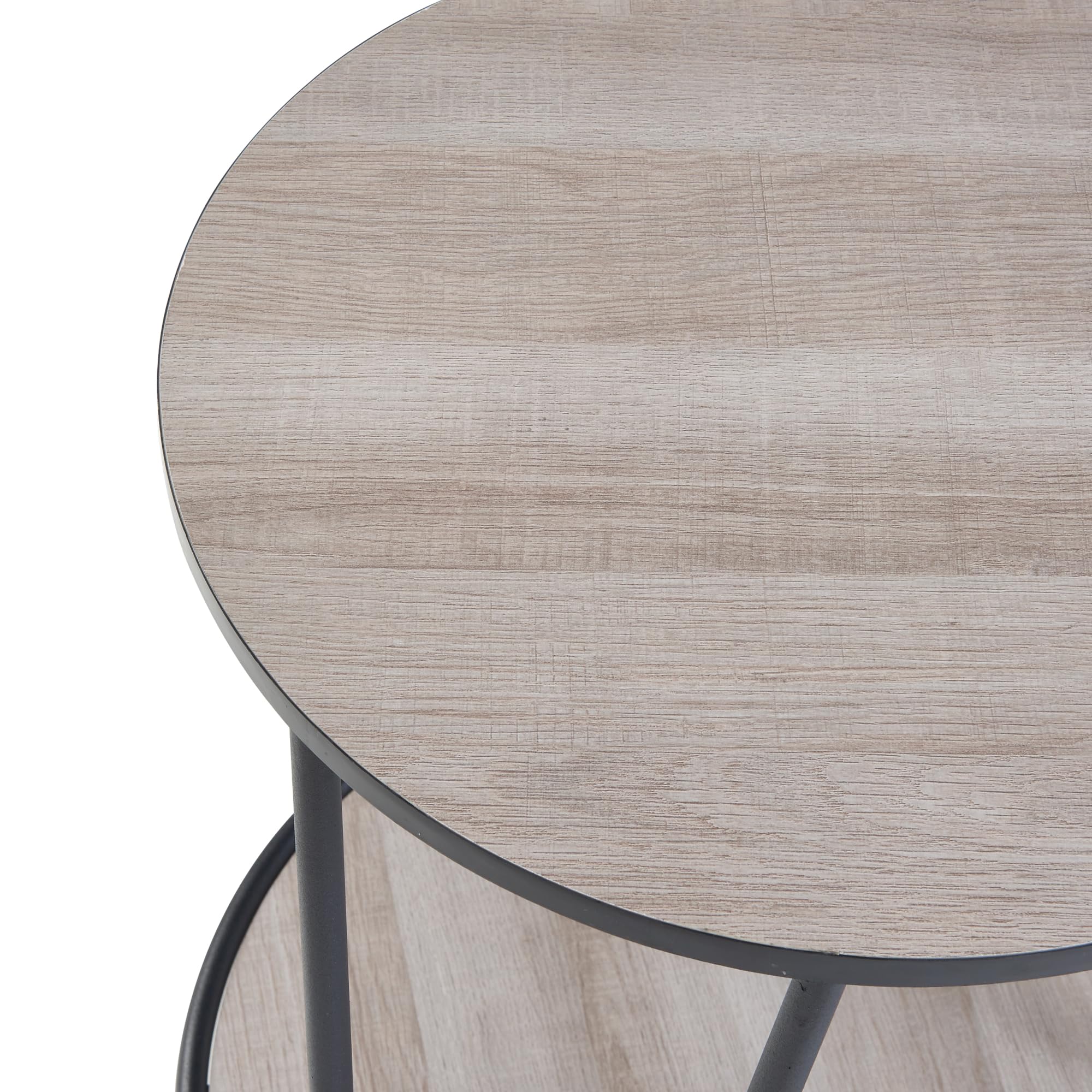 [en.casa] Table d'Appoint avec 1 Étagère Table Basse avec Surface de Rangement Bout de Canapé Table de Chevet Support pour Plantes Métal MDF 61 x 44 x 44 cm Noir Effet Chêne