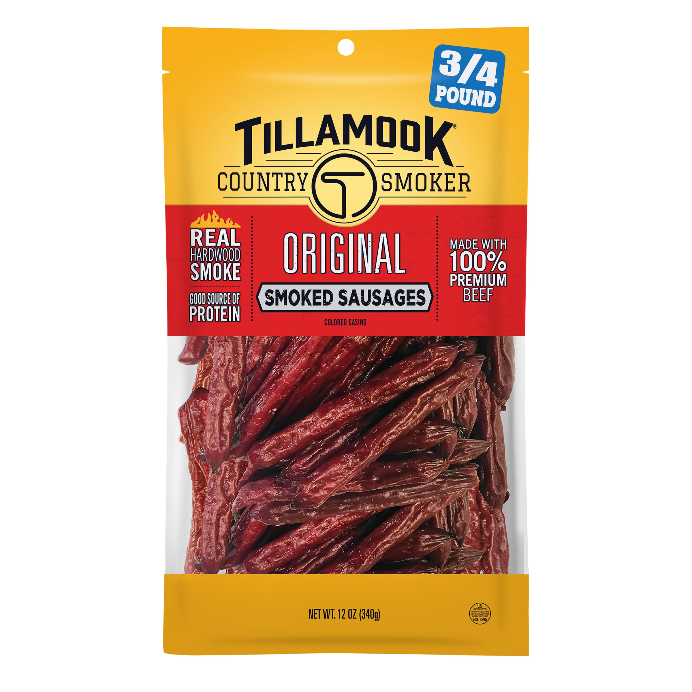 Tillamook Country Smoker Real Hardwood Smoked Sausages, Original Beef, 12 Ounce