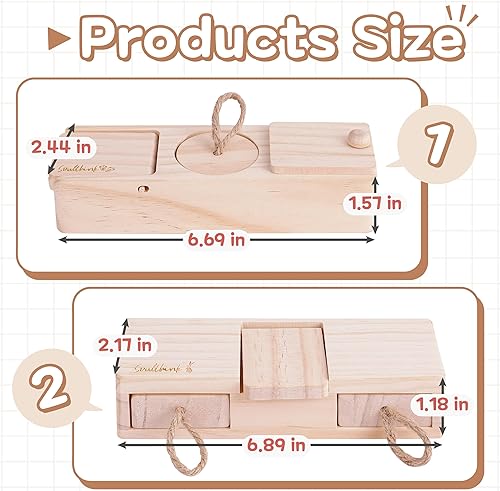 Miniatura 4 de SoulThink® Juguetes de madera interactivos para mascotas de conejo - Juguetes masticables para conejos para roer y oler, adecuados para cobayas