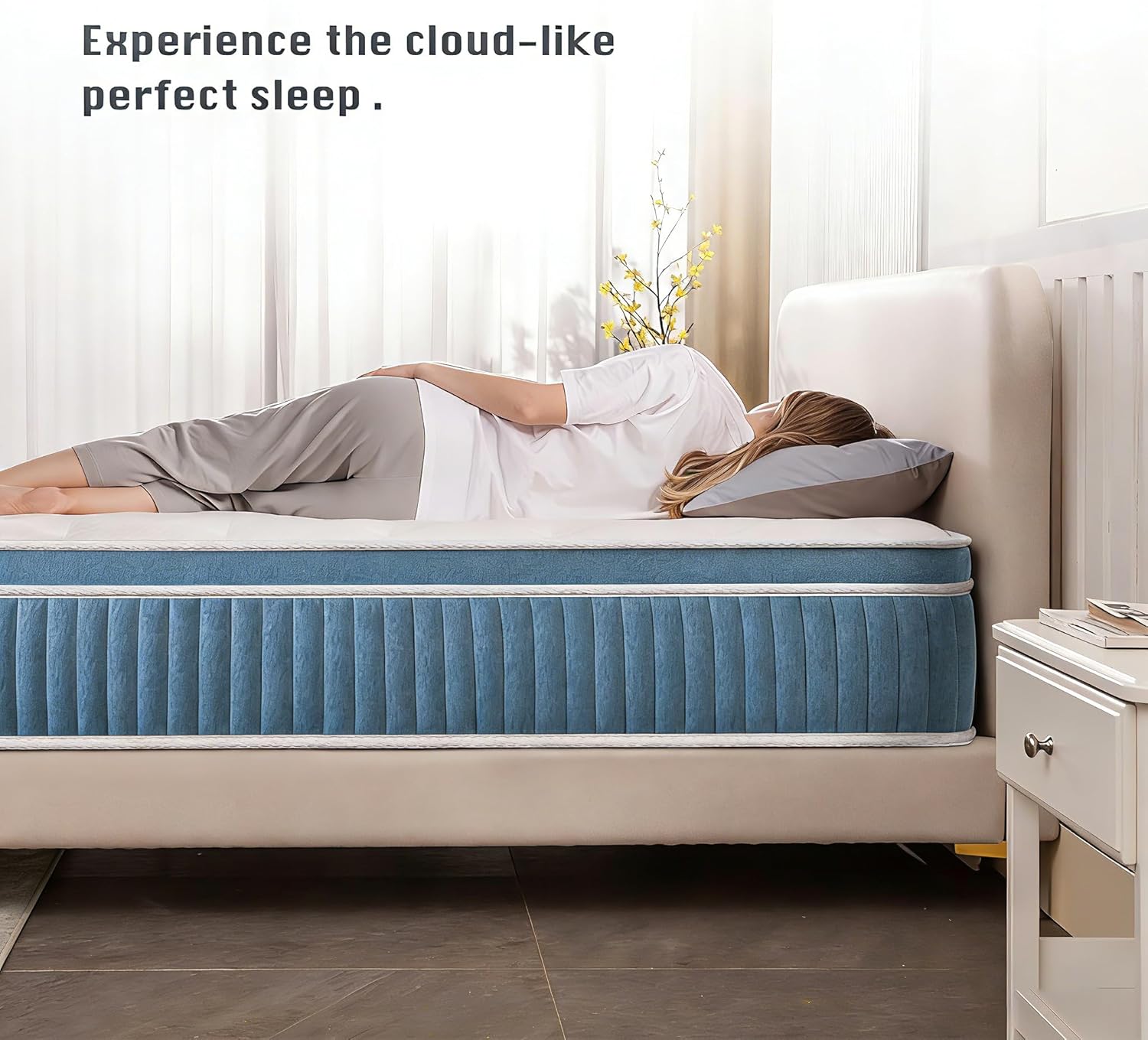 Queen Mattress - 12 inch Hybrid Mattress Queen Size in a Box, Memory Foam Mattress with Pocket Springs, Medium Firm, Pressure Relief & Motion Isolation, CertiPUR US Certified, 100 Nights Trial