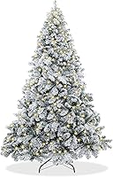 Vista 8 de Casafield Árbol de Navidad artificial de pino nevado realista preiluminado de 6 pies con soporte de metal resistente