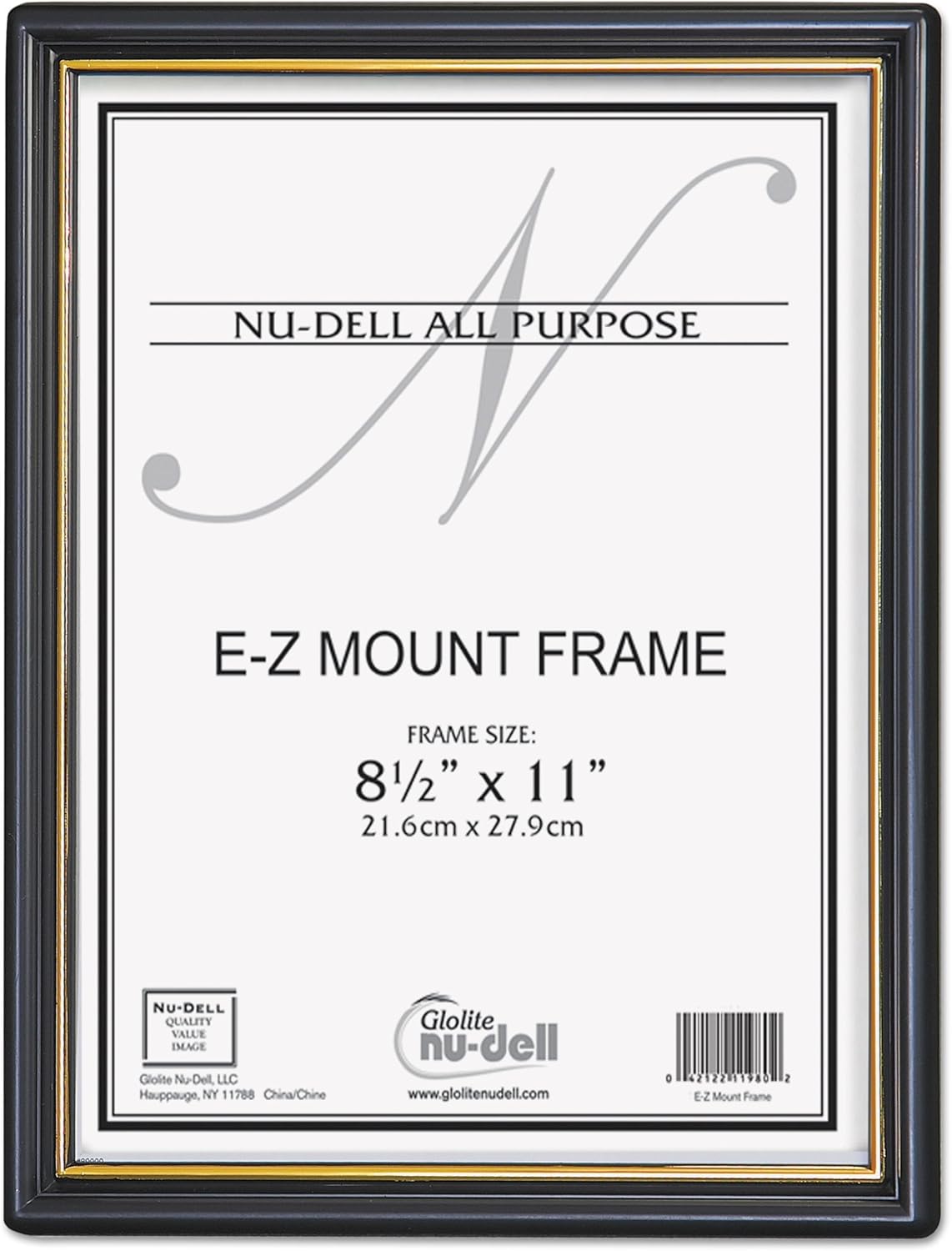 Nu-Dell EZ Mount Document Frame Frame,8.5X11,Plastic,BK (Pack of 20)