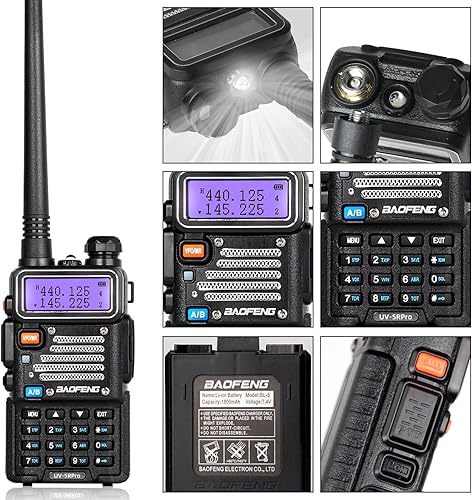Miniatura 5 de BaoFeng UV-5R Pro 8W Radio de alta potencia 144-148Mhz420-450Mhz Radio de mano de dos vías con antena TIDRADIO-771 Walkie Talkie para todoterreno,