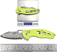 Vista 4 de ALBATROSS Navaja de bolsillo plegable con apertura de bisagra y bloqueo de eje, hoja de acero de Damasco moderna de 3" y mango de FRN de alta