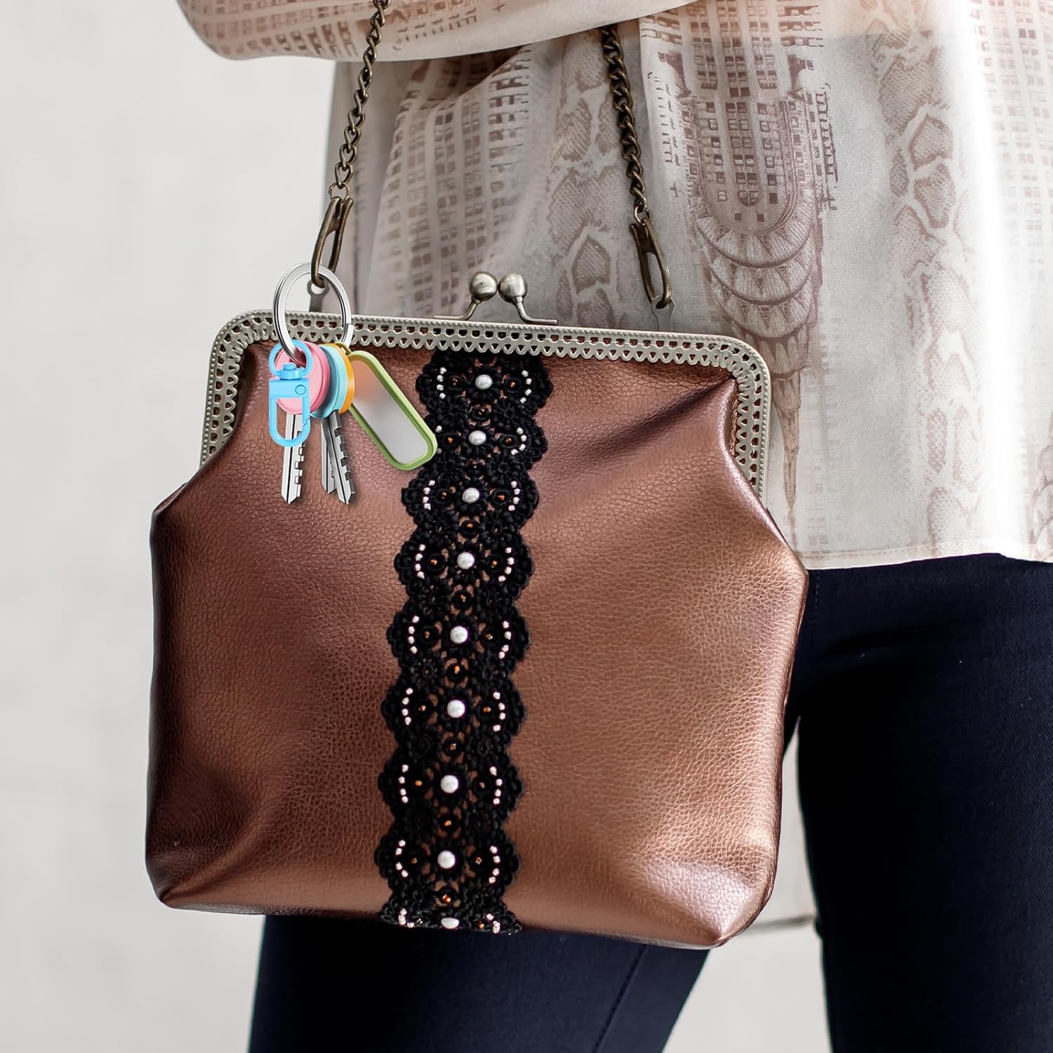 Colorful Keychain Clasp Swivel Lobster Clasp, 50 PCS Metal Lobster Claw Clasps Colorful Keychain Clips Lanyard Clips Swivel Snap Hooks with Key Rings DIY Accessories for Bag Key Chains Connector Craft - Image 7